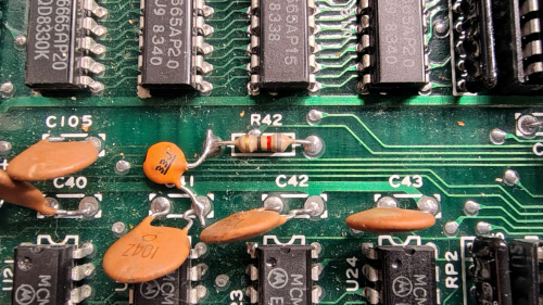 Capacitor soldered to board