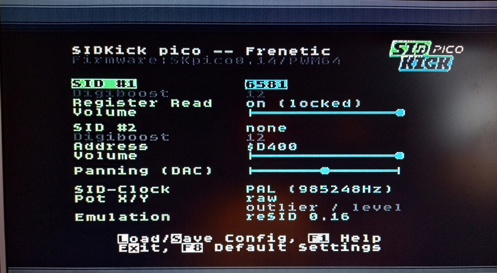 SIDKick Setup Menu